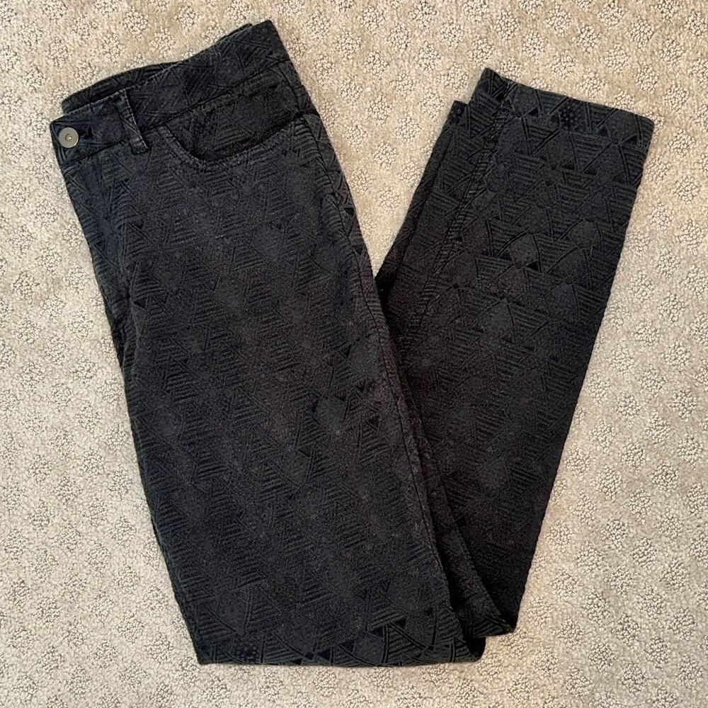 Reiss Womens Lace Overlay Skinny Leg Pants Size 6 Black Stretch Whimsigoth Dark